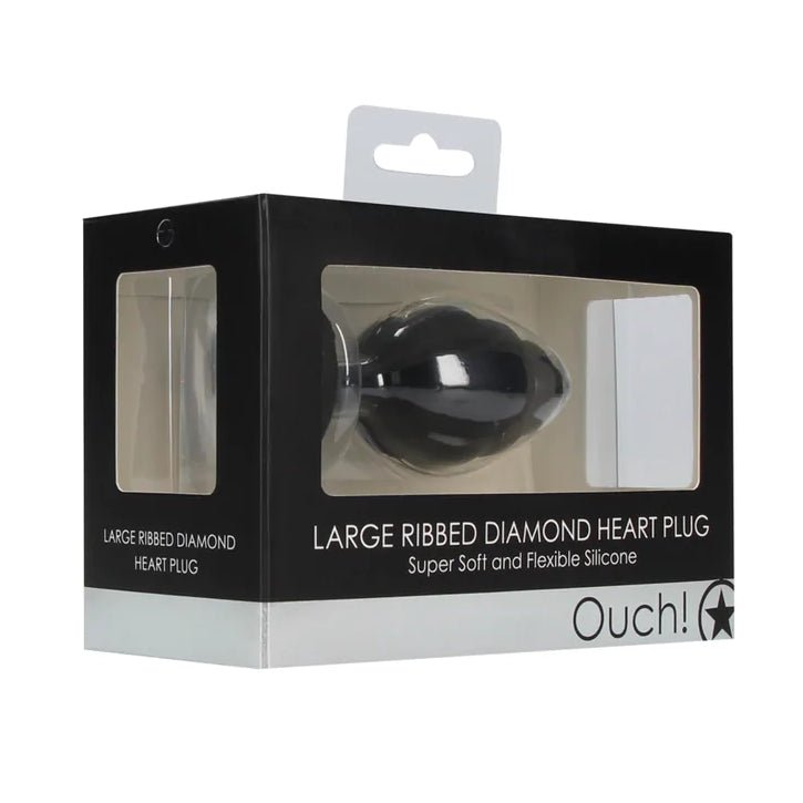 Ouch! Large Ribbed Diamond Heart Plug - Loveangels