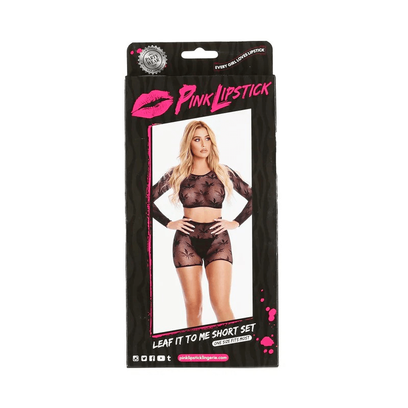 Pink Lipstick Leaf It To Me Set One Size - Loveangels