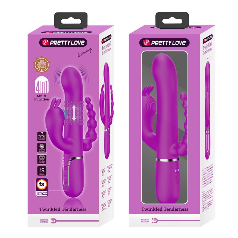 Pretty Love Cammy 4 in 1 Vibe with Rotating Balls and Anal Chain - Loveangels