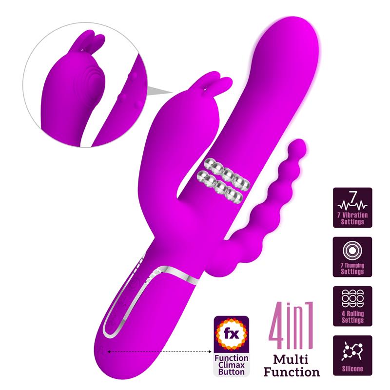 Pretty Love Cammy 4 in 1 Vibe with Rotating Balls and Anal Chain - Loveangels