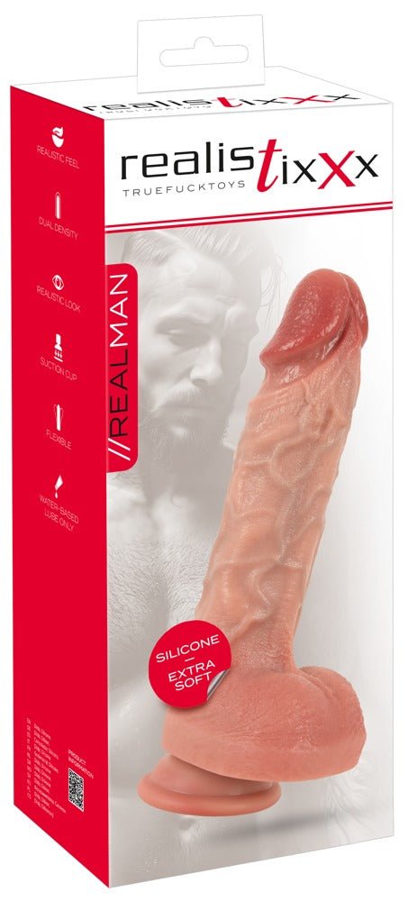 Realistixxx RealMan 21.5cm Dual Layer Silicone Dildo - Loveangels