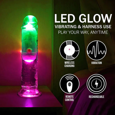 Realrock 6 Inch Transparent LED Vibrating TPE Dildo - Loveangels