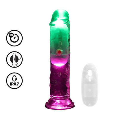 Realrock 6 Inch Transparent LED Vibrating TPE Dildo - Loveangels