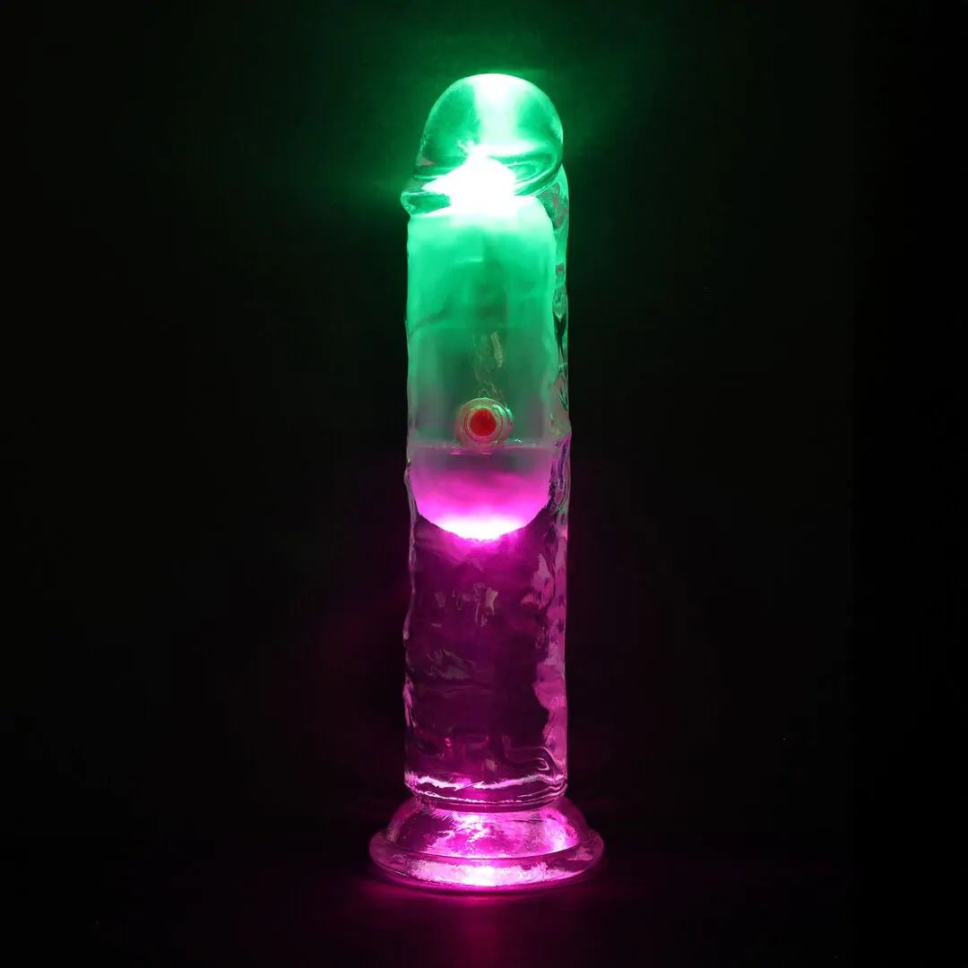 Realrock 6 Inch Transparent LED Vibrating TPE Dildo - Loveangels