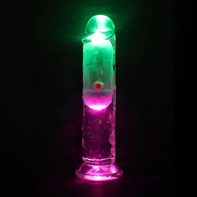 Realrock 6 Inch Transparent LED Vibrating TPE Dildo - Loveangels