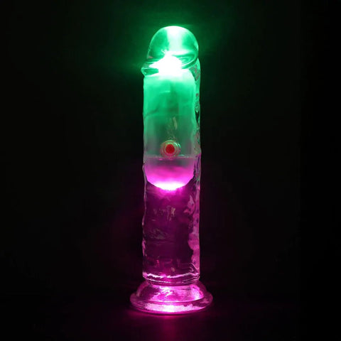 Realrock 6 Inch Transparent LED Vibrating TPE Dildo - Loveangels