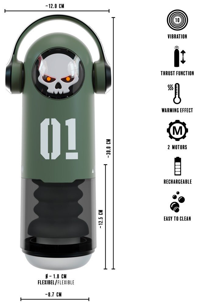 Rebel Skull Masturbator with Vibration, Heating and Thrusting - Loveangels