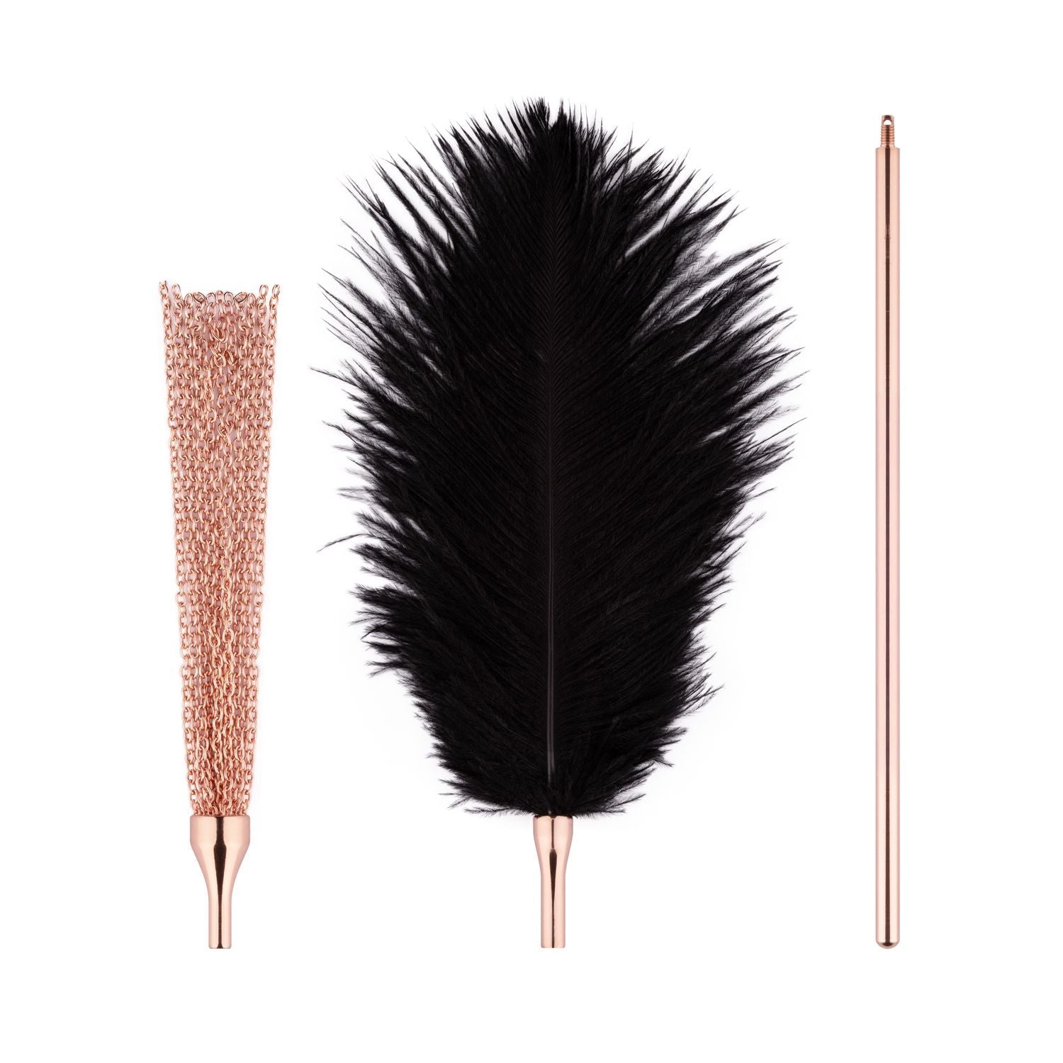 Rosy Gold Feather Tickler & Whip - Loveangels