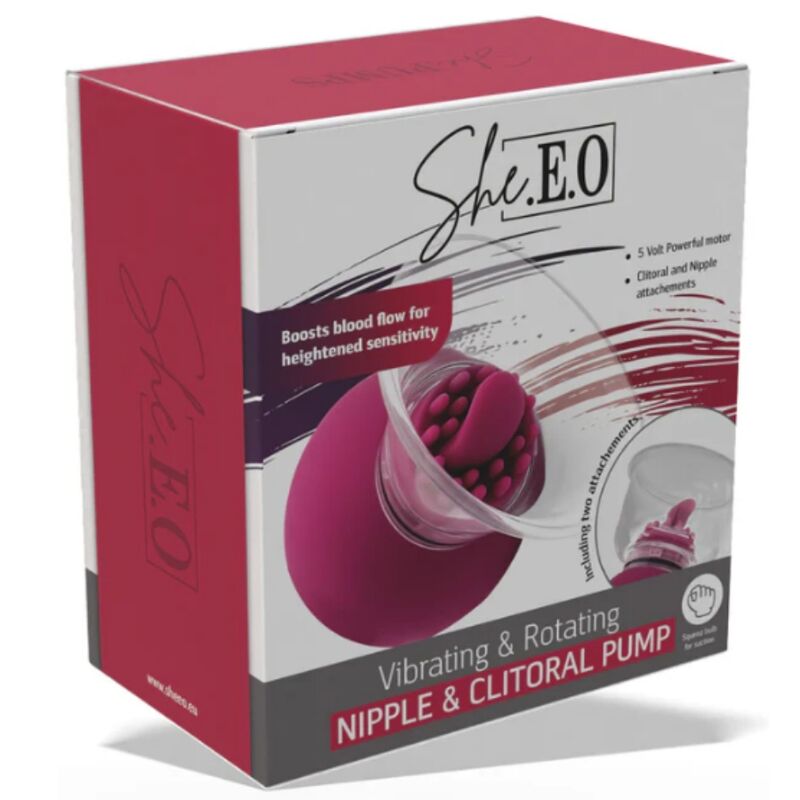 She.E.O Vibrating And Rotating Nipple & Clit Pump - Loveangels