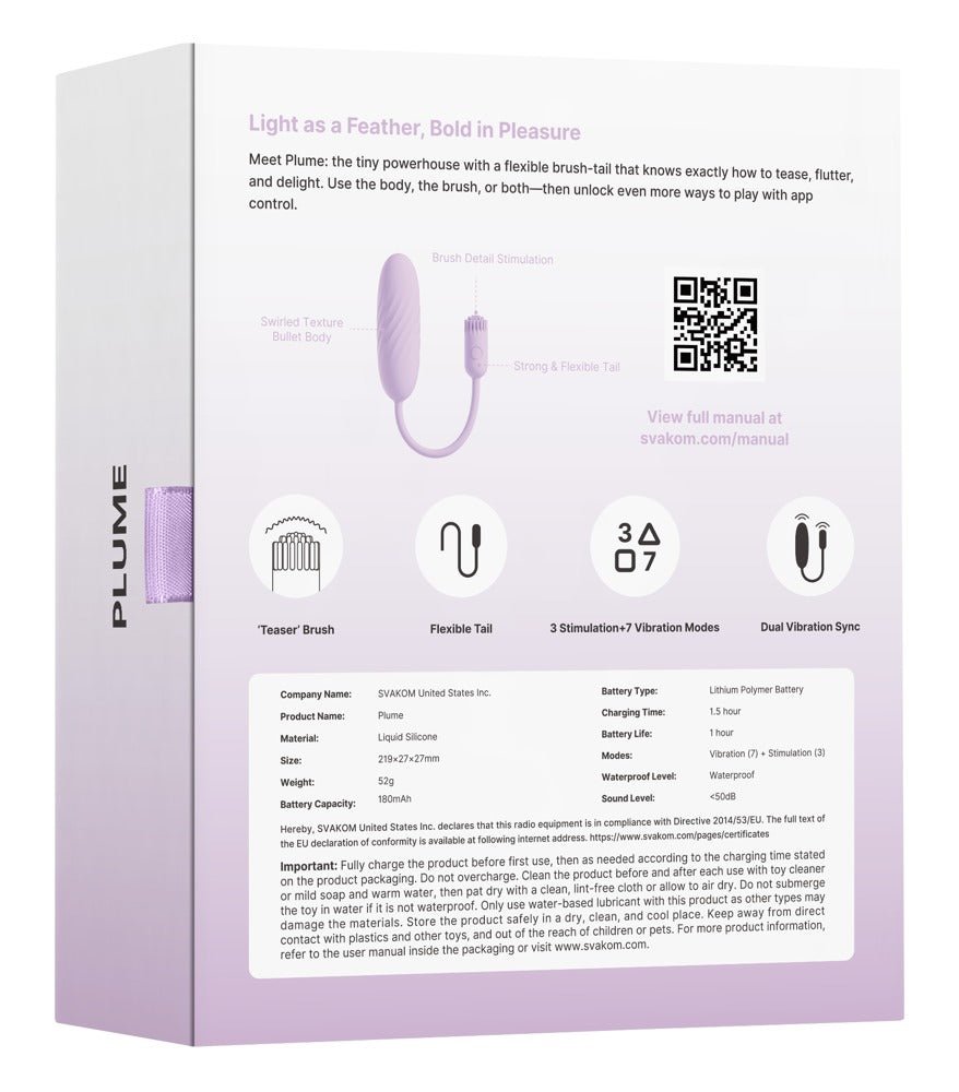 Svakom Plume Flexible Brush-Tail Bullet Vibrator - Loveangels