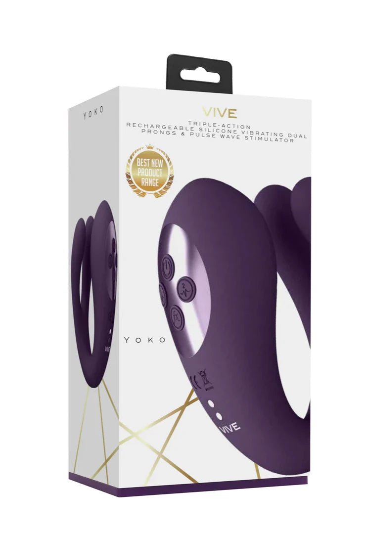 Vive Yoko - Triple Action Vibrator Dual Prongs with Clitoral Pulse Wave - Loveangels