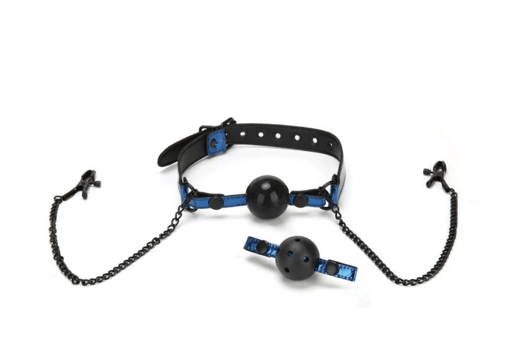 WhipSmart Diamond Ball Gag With Nipple Clamps - Loveangels