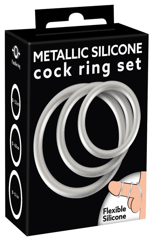 You2Toys Metallic Silicone Cock Ring 3pk box