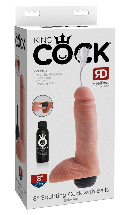 King Cock 8" Squirting Cock with Balls