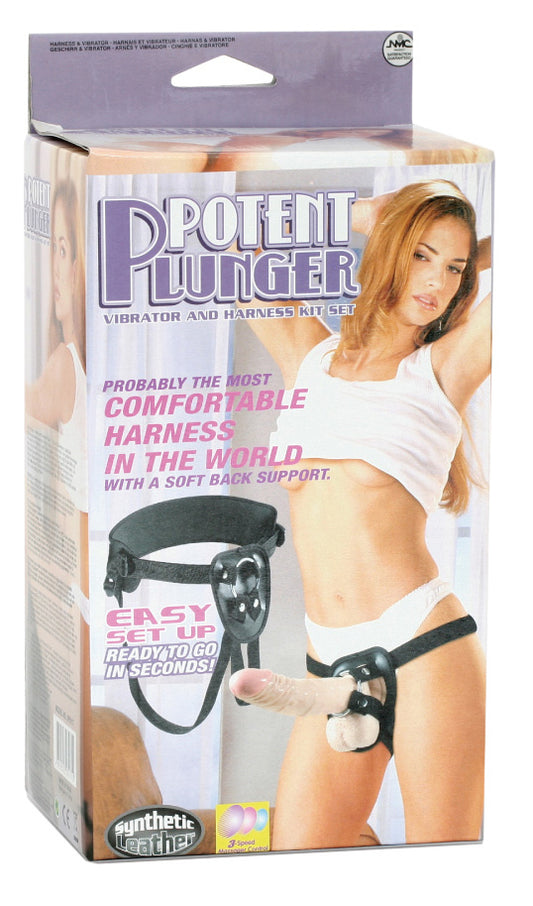 Potent Plunger Harness With 8 Inch Vibrator