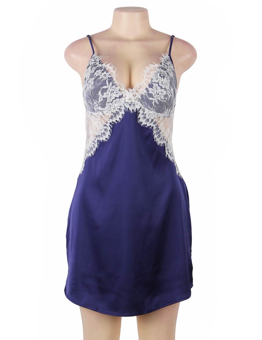 Loveangels Satin Lace Stitching Open Back Babydoll