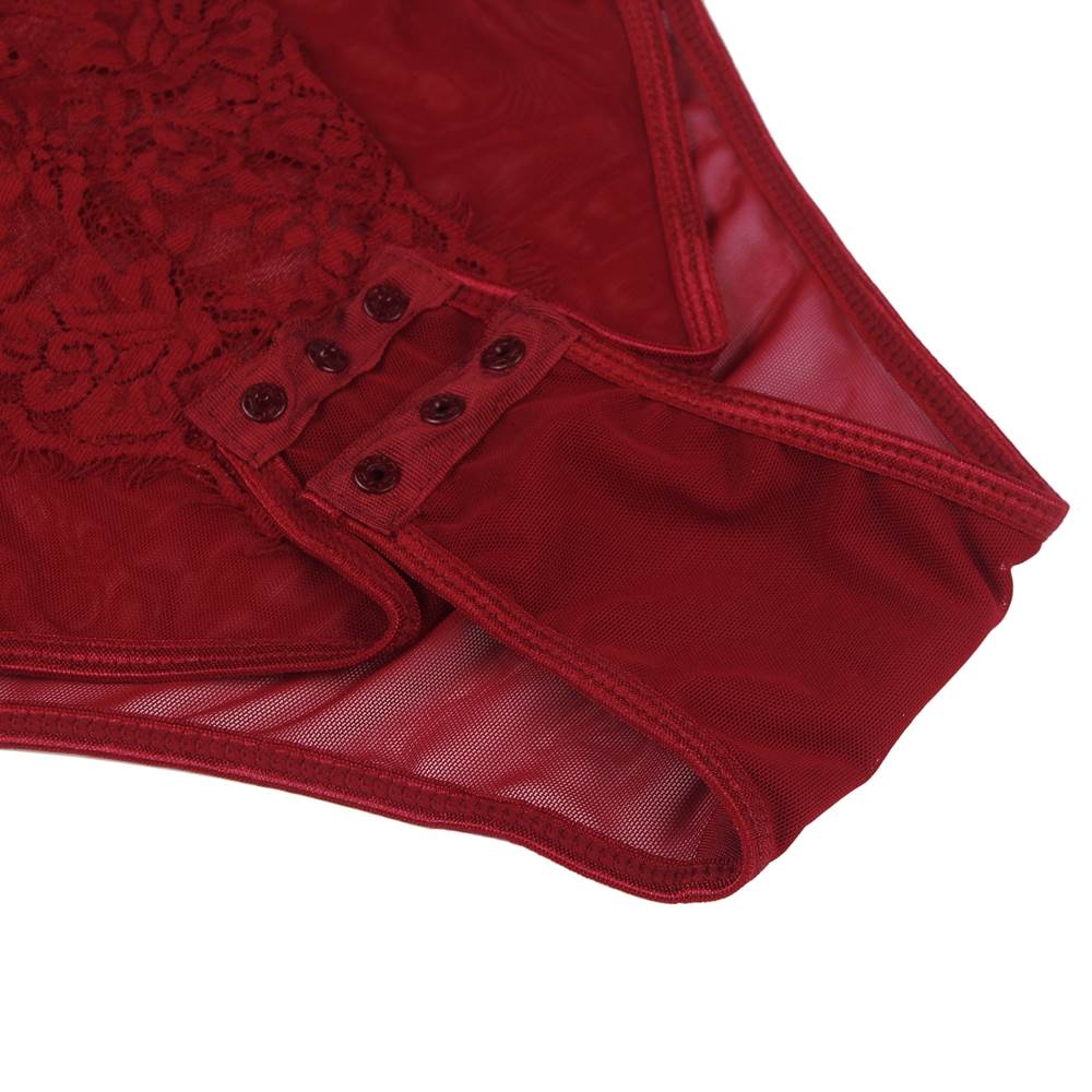 Open Crotch Lace Splicing Bodysuit With Underwire