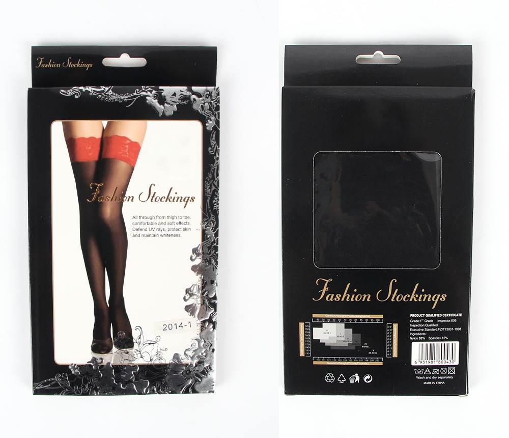 Lace Top Stockings Black