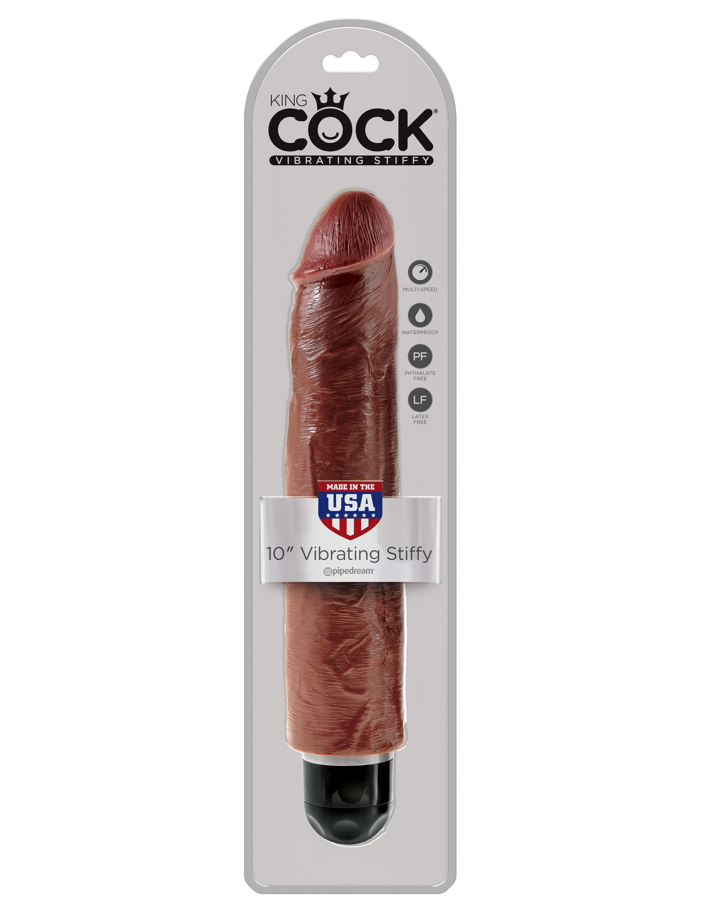 King Cock 10 Inch Vibrating Stiffy Brown