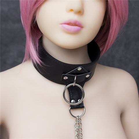 Leather Collar And Clover Nipple Clamps