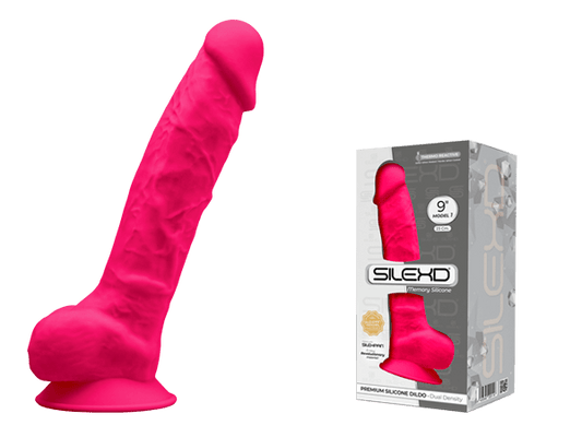 Silexd Dual Density 9 Inch Pink Silicone Dildo