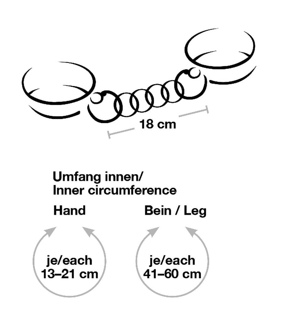 Bad Kitty Hand And Leg Restraints sizes
