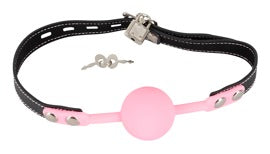 Bad Kitty Pink Silicone Gag With Padlock with keys
