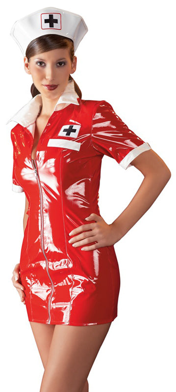 Black Level Red Vinyl Nurse Dress front