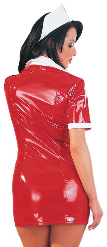 Black Level Red Vinyl Nurse Dress back