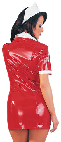 Black Level Red Vinyl Nurse Dress back