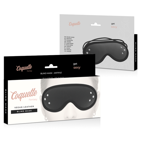 Coquette Fantasy Vegan Leather Blind Mask box back and front