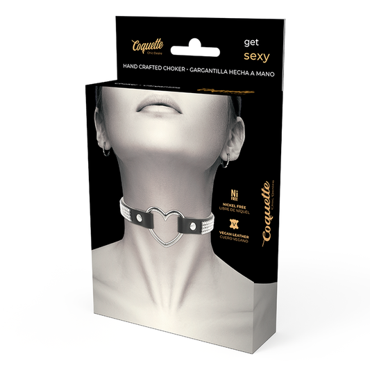 Coquette Hand Crafted Choker Vegan Leather - Heart box