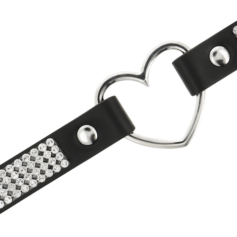 Coquette Hand Crafted Choker Vegan Leather - Heart close up