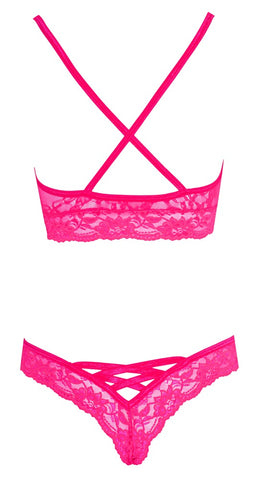 Cottelli Pink Lace Bralette And Panty Set back