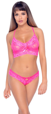 Cottelli Pink Lace Bralette And Panty Set