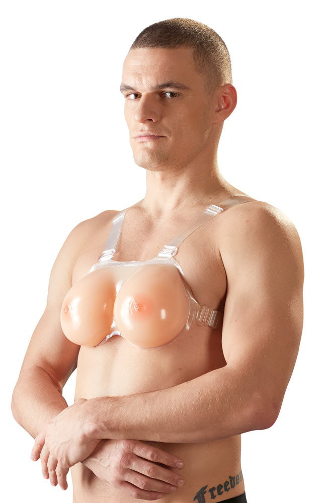 Cottelli Quality Silicone Breasts with Straps worn by man