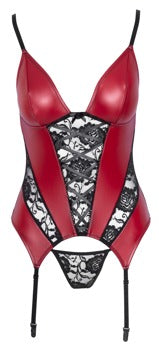 Cottelli Wet Look And Lace Insert Basque front