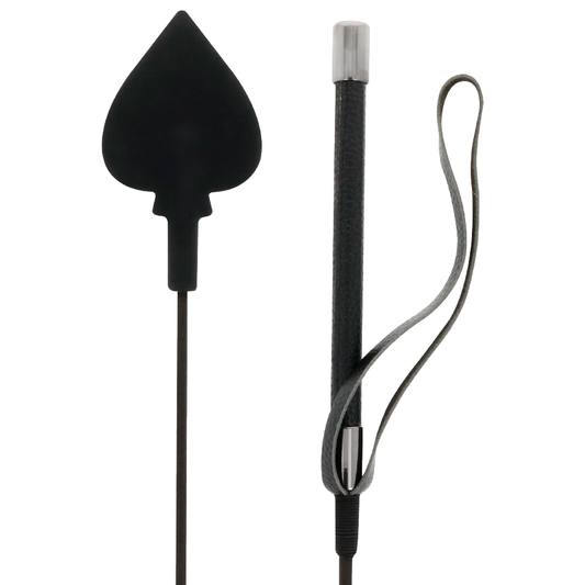 Darkness Black Silicone Riding Crop closeup