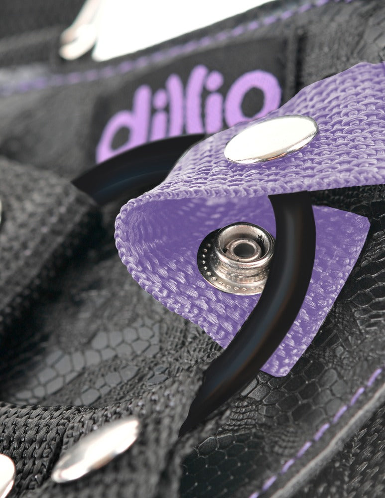 Dillio Purple 7 Inch Strap-On Suspender Harness Set buckle detail