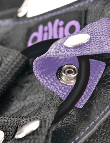 Dillio Purple 7 Inch Strap-On Suspender Harness Set buckle detail