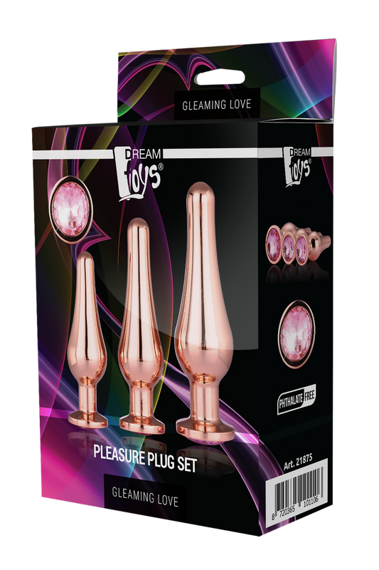 Dream Toys Gleaming Love Pleasure Plug Set - Rose Gold box