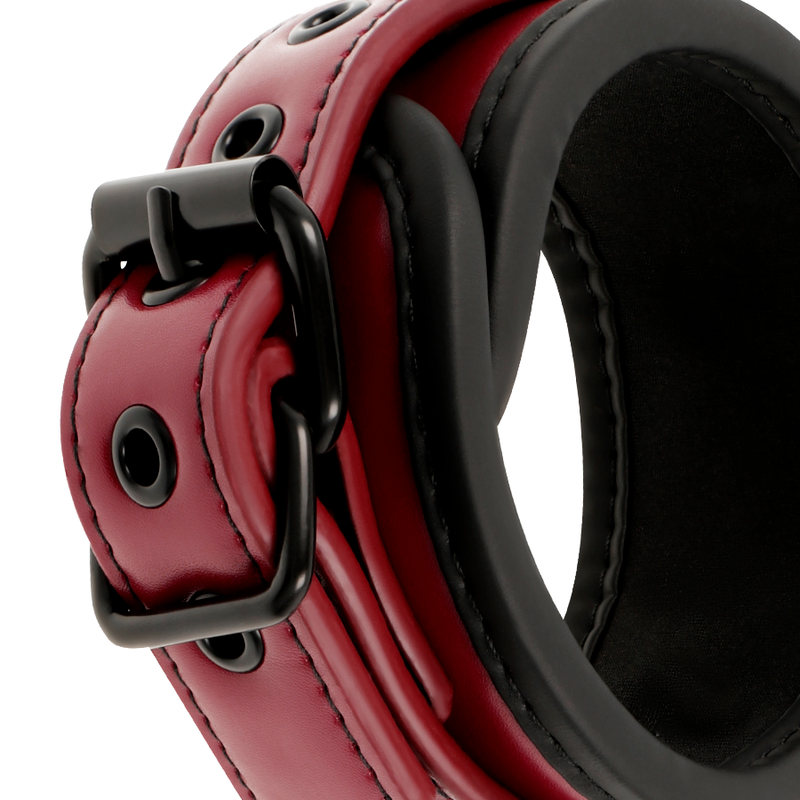 Fetish Submissive Dark Room Vegan Leather Handcuffs clasp
