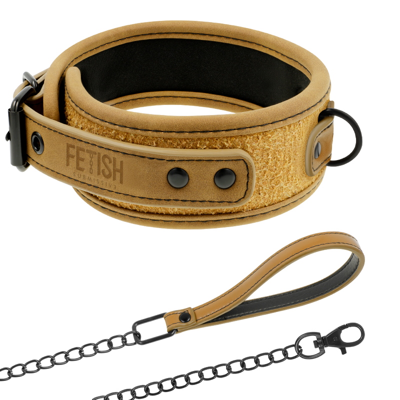 Fetish Submissive Origin Vegan Leather Collar With Leash