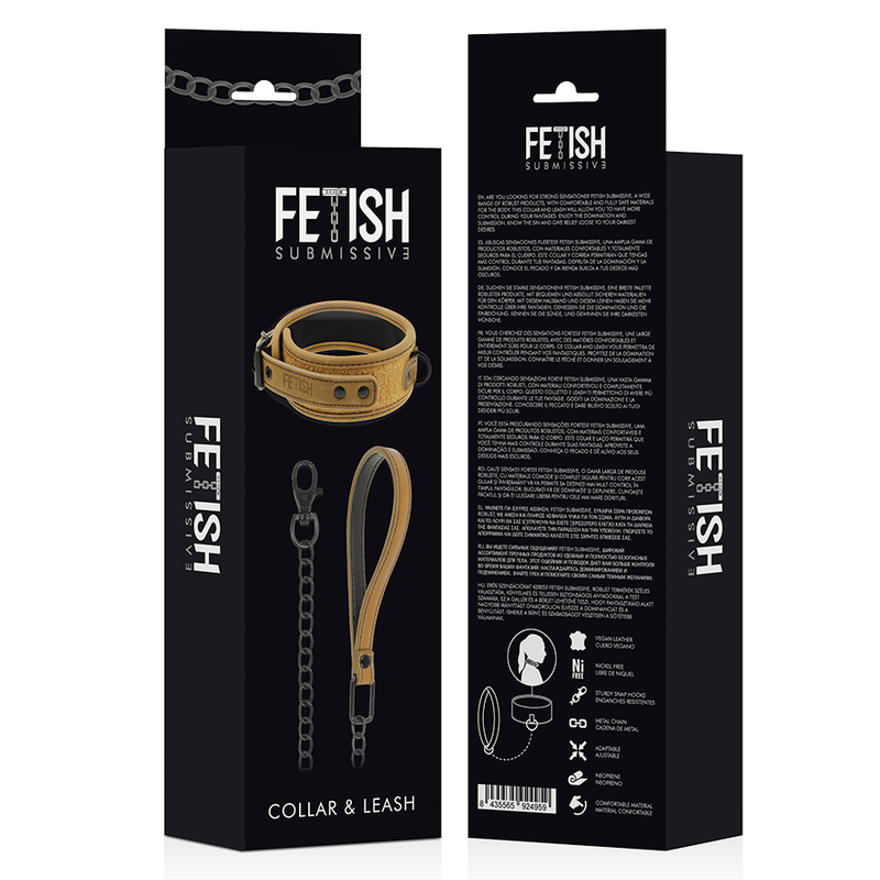 Fetish Submissive Origin Vegan Leather Collar With Leash box
