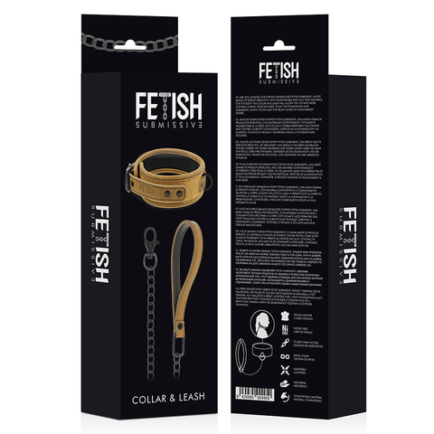 Fetish Submissive Origin Vegan Leather Collar With Leash box