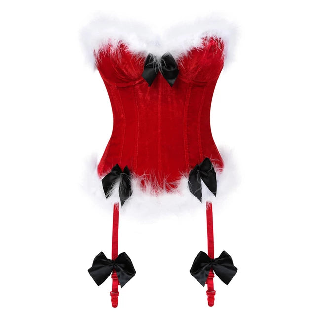 Christmas Corset with Bow Garter Straps