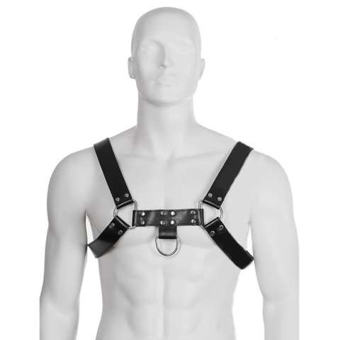 Leather Body Chain Harness III on mannequin 
