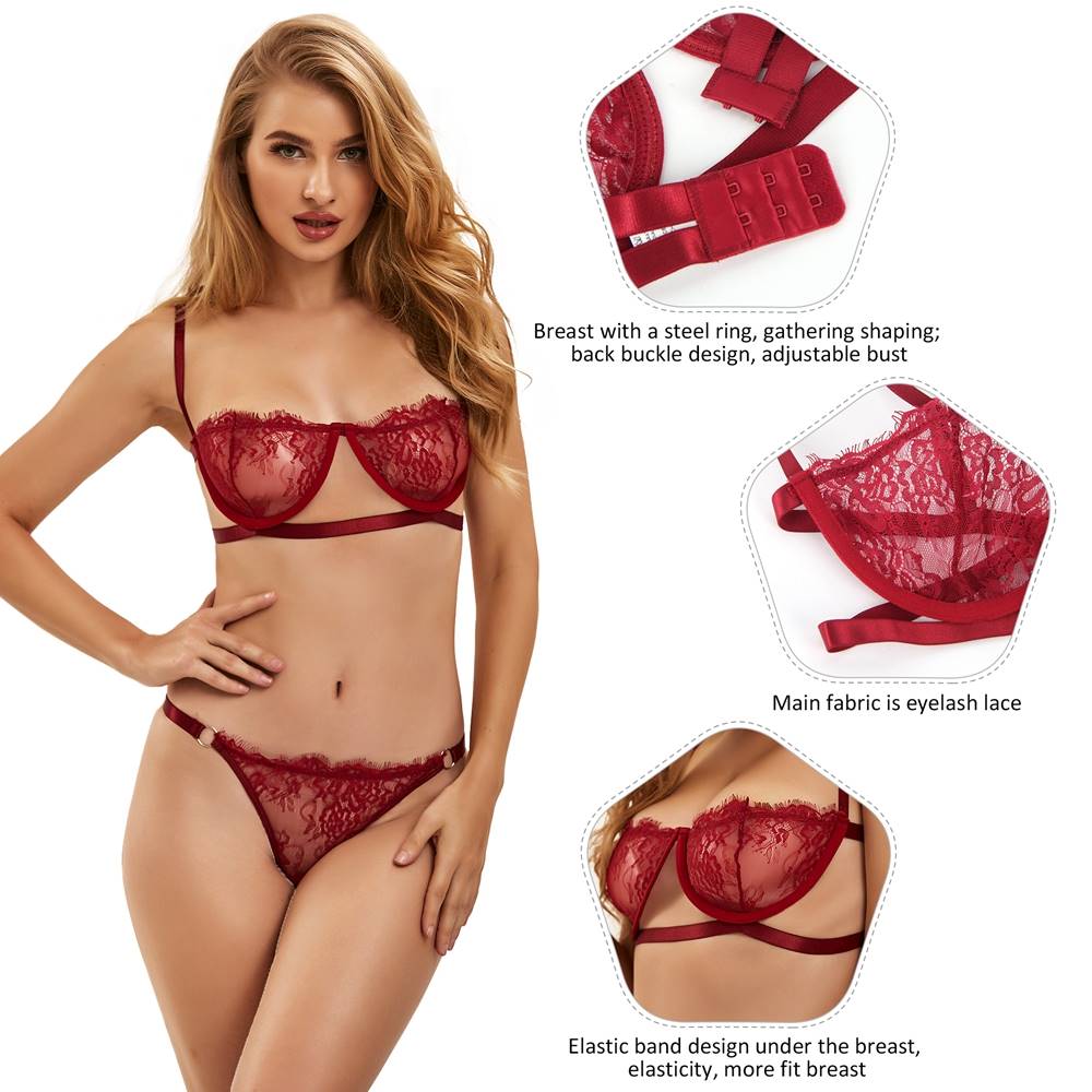 Loveangels High Quality Lace Bra Set With Steel Ring details
