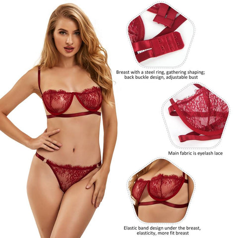 Loveangels High Quality Lace Bra Set With Steel Ring details