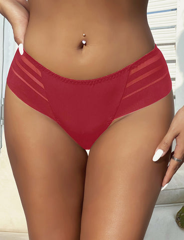 Loveangels Mesh Stripe Panties burgundy front